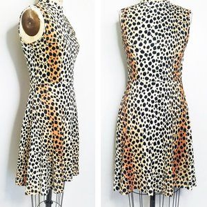 Vintage Womens 60s Leopard Animal Print Knit Dress Sleeveless Scovil Zipper